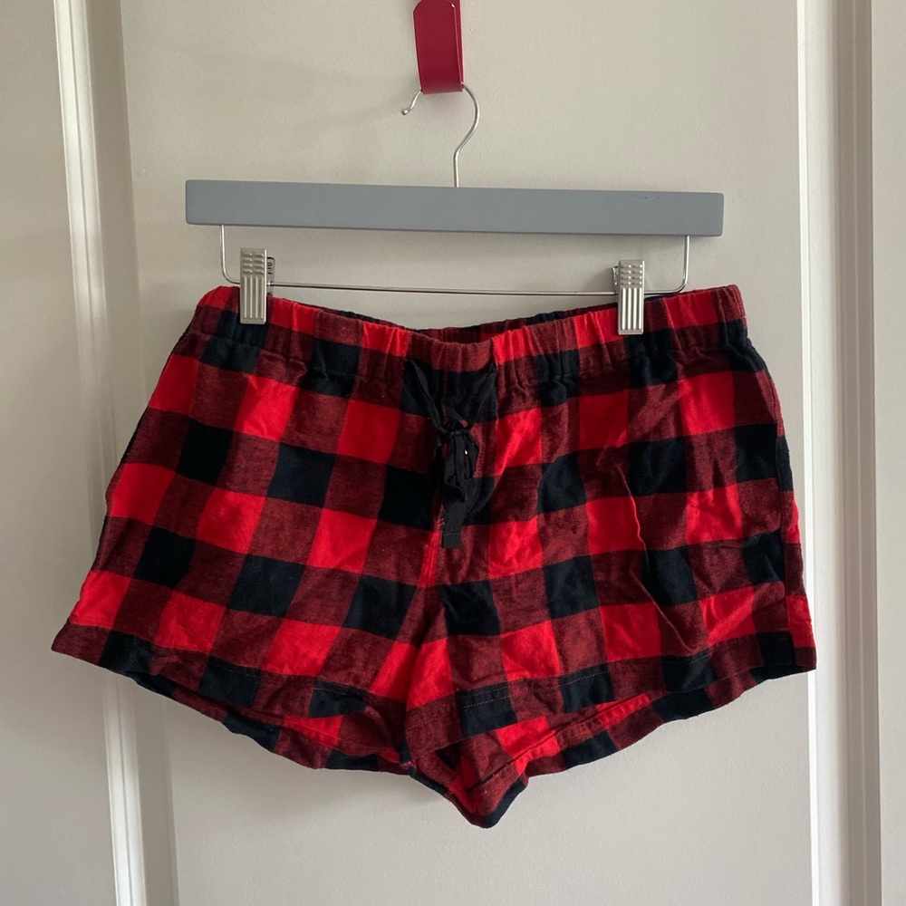 J. Crew Red and Black Plaid Pajama Shorts